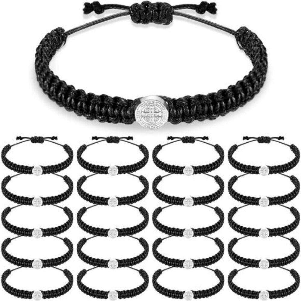 20 Pcs Catholic Bracelet Saints Benedict Medal Bracelet Adjustable